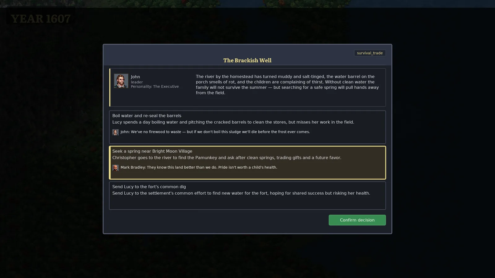 A family council presents three difficult choices